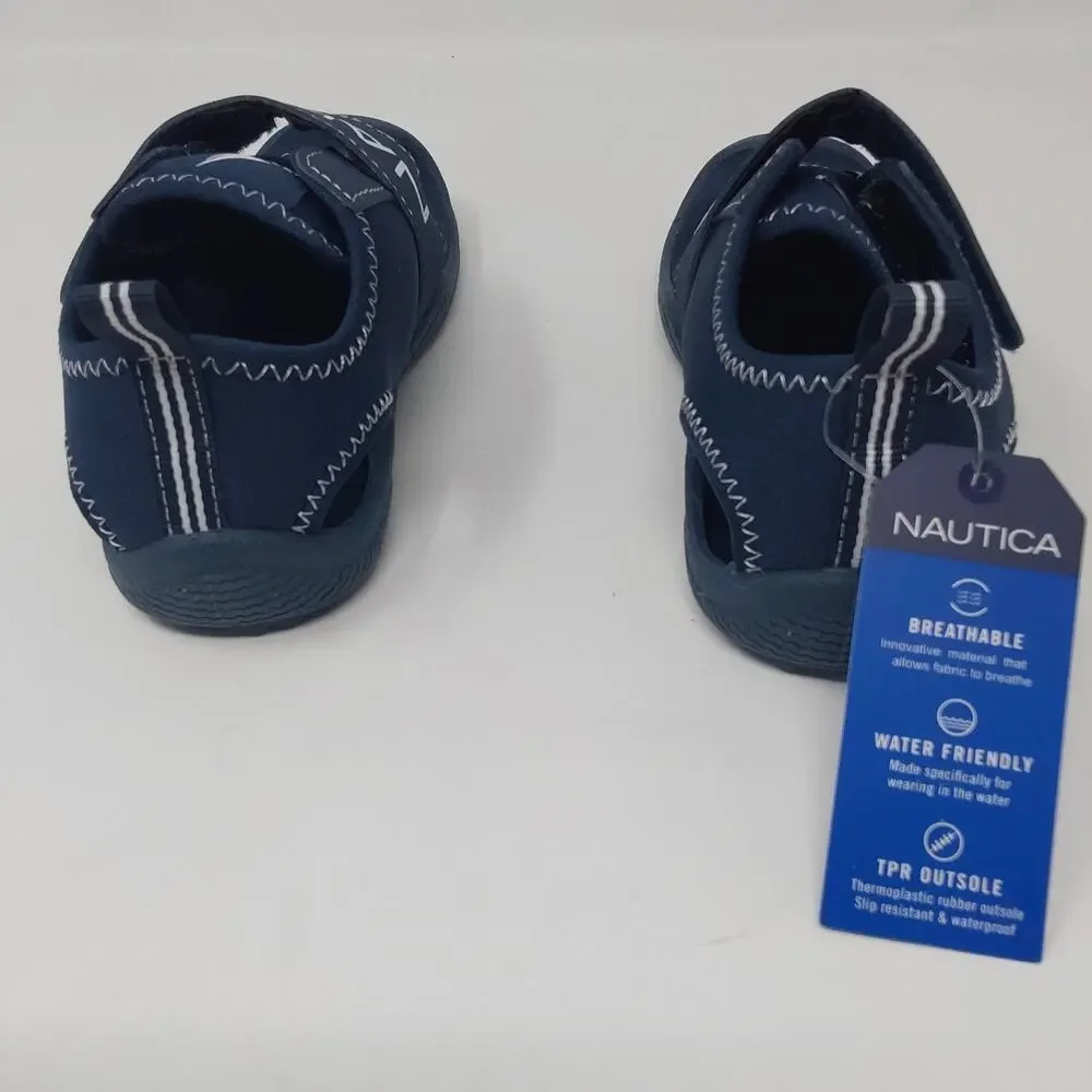 Nautica Toddler Water Shoes Navy Aqua Sock Hook & Loop Size 10 New